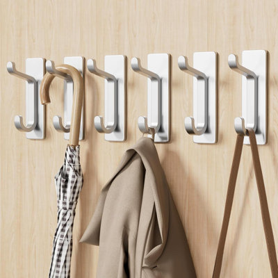 Adhesive Coat Hooks Extra Sticky Max Waterproof Metal Hook For Hanging Towels  Purse Hat Cloth Wall Mounted Hanger For Shower Bathroom Kitchen Door 6 Pack