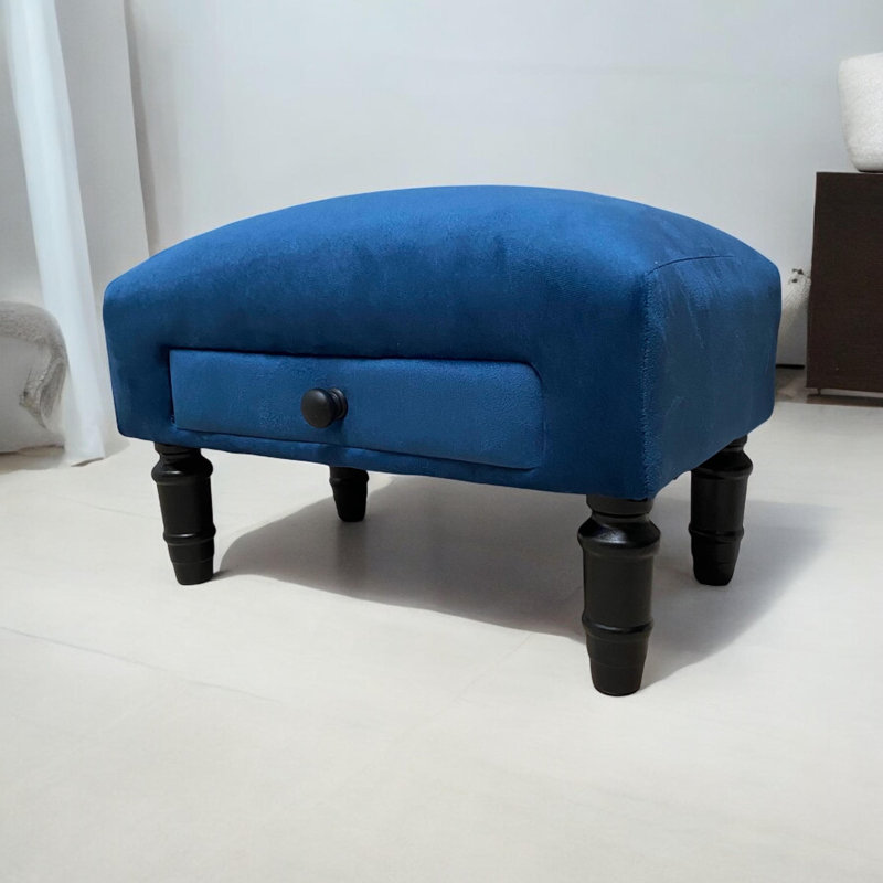 Karlyn 45cm Velvet Rectangle Footstool Ottoman with Storage, Hand-Finished Solid Colour Design for Living Room or Bedroom
