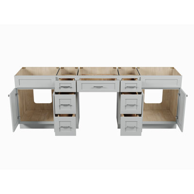 Disar 96'' Double Bathroom Vanity With Desk Dovetail Solid Wood Drawer Base Only