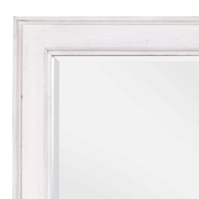 Miroir blanc patiné, 38 po x 42 po, Blanc, Rectangulaire