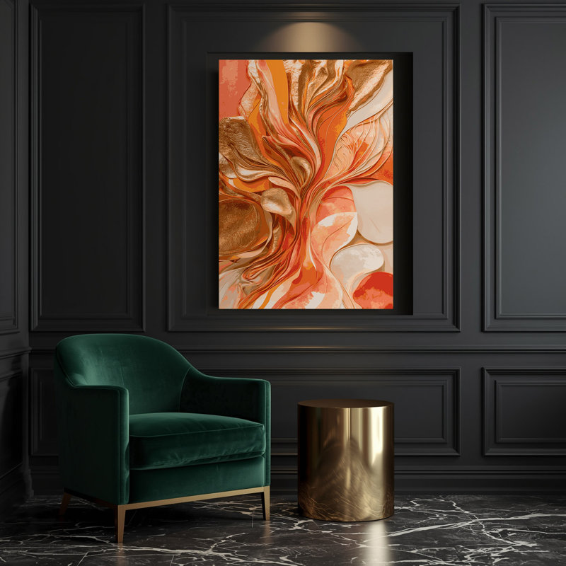 Abstrait aquarelle 74, art mural sur toile brune, H 18 po x l 12 po