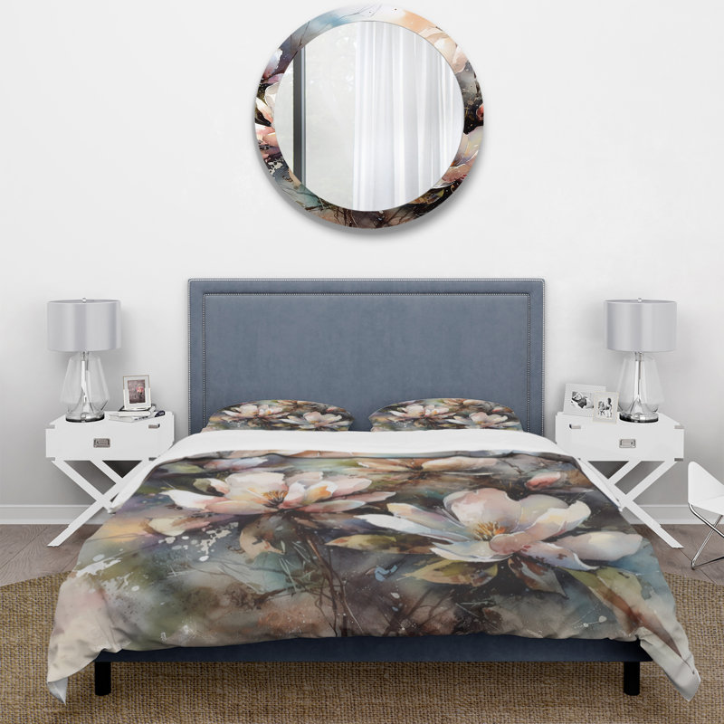 Ensemble de housse de couette en microfibre / polyester rose Magnolia Symphony II