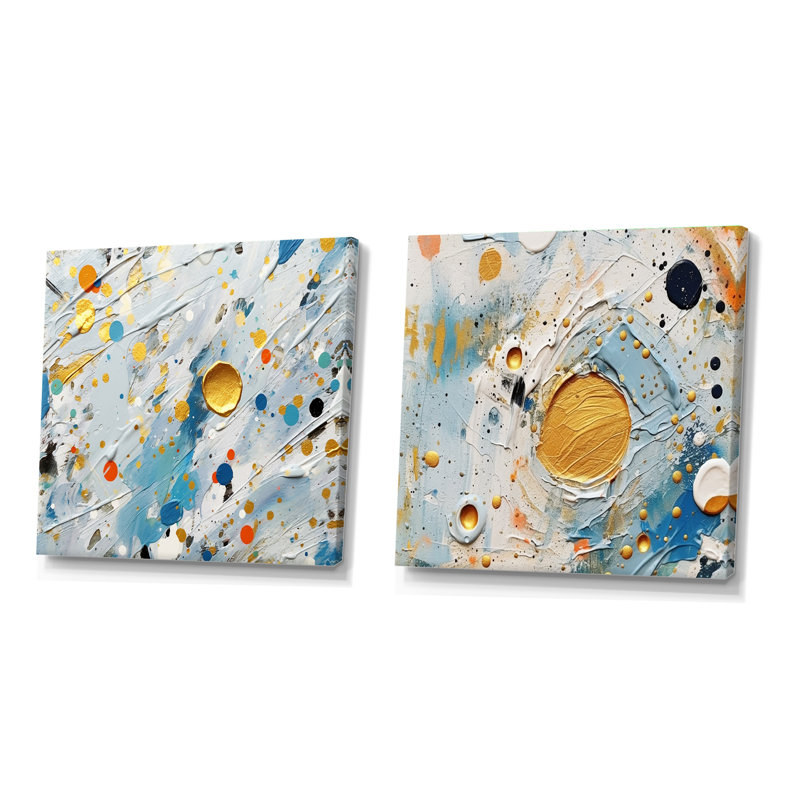 Combat abstrait bleu sarcelle et abstrait - formes abstraites, collage carré, H 16 po x l 33 po, Toile tendue