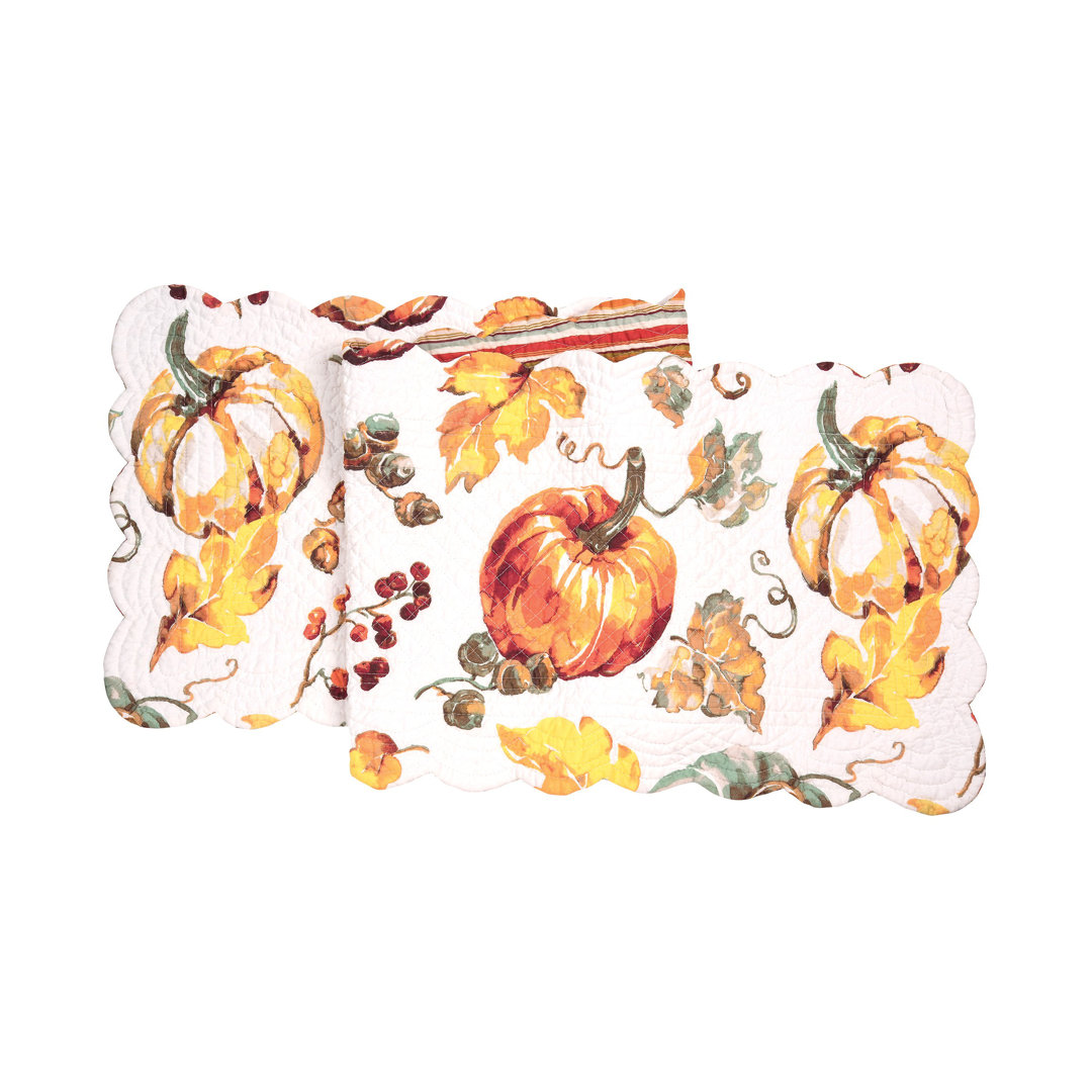 Linch Watercolor Pumpkin Table Thanksgiving Table Runner Three Posts™