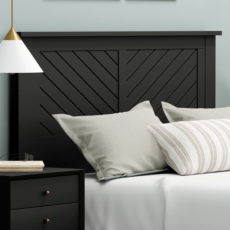 Chalco Solid Wood Headboard With Chamfer, Full, Black
