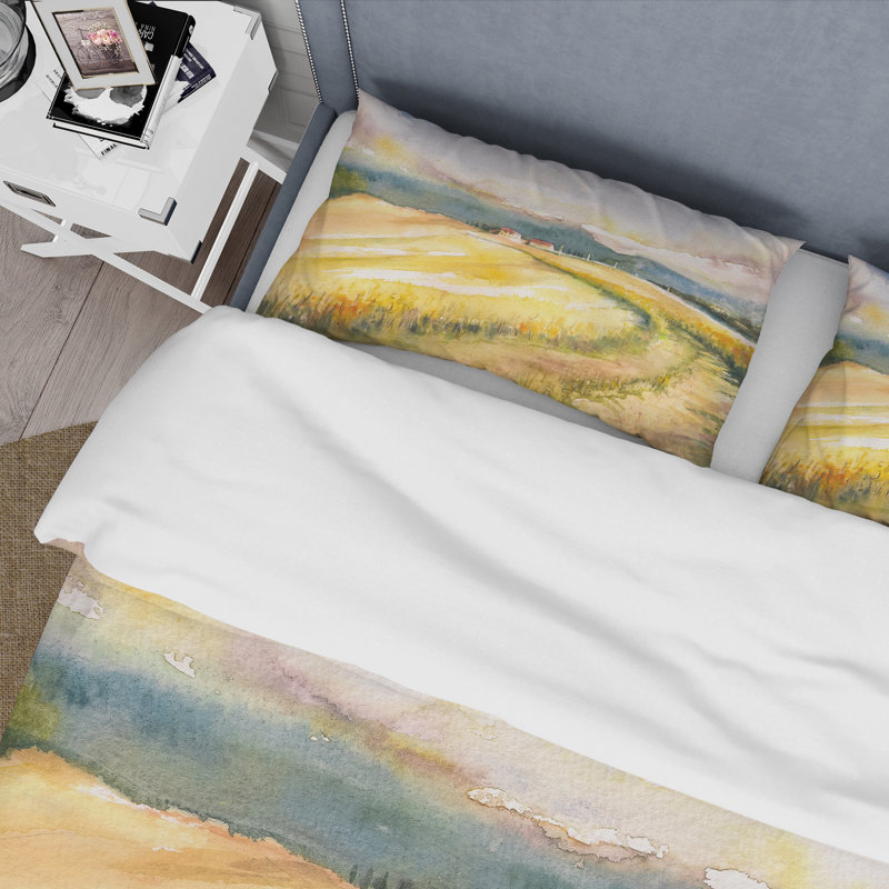 Ensemble de housse de couette Golden Fields of Tuscany Italie - microfibre de polyester