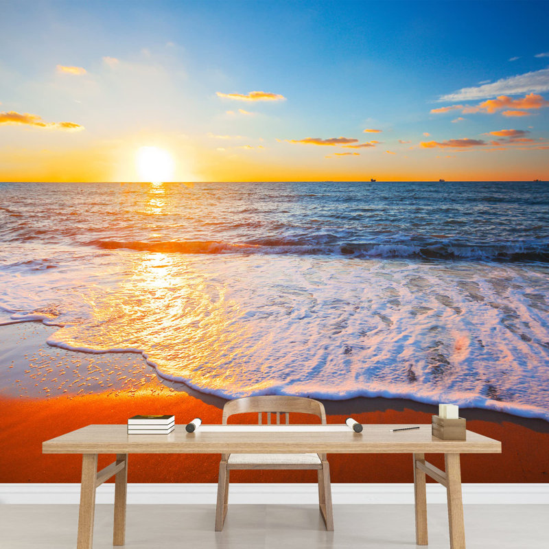 Grand papier peint auto-adhésif Sunset and Sea, L 66 po x l 96 po