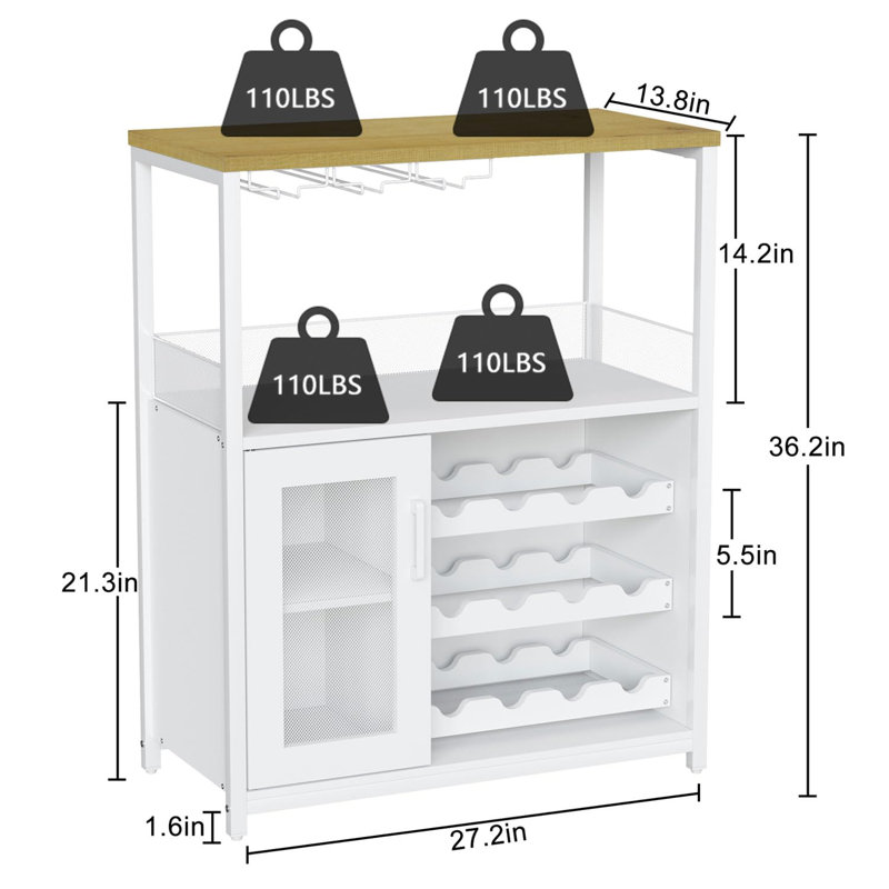 Natilie Metal Bar Cart, White, Brown