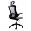 Fauteuil de direction moderne haut dossier en filet argenté avec appui-tête et accoudoirs rabattables-329158252