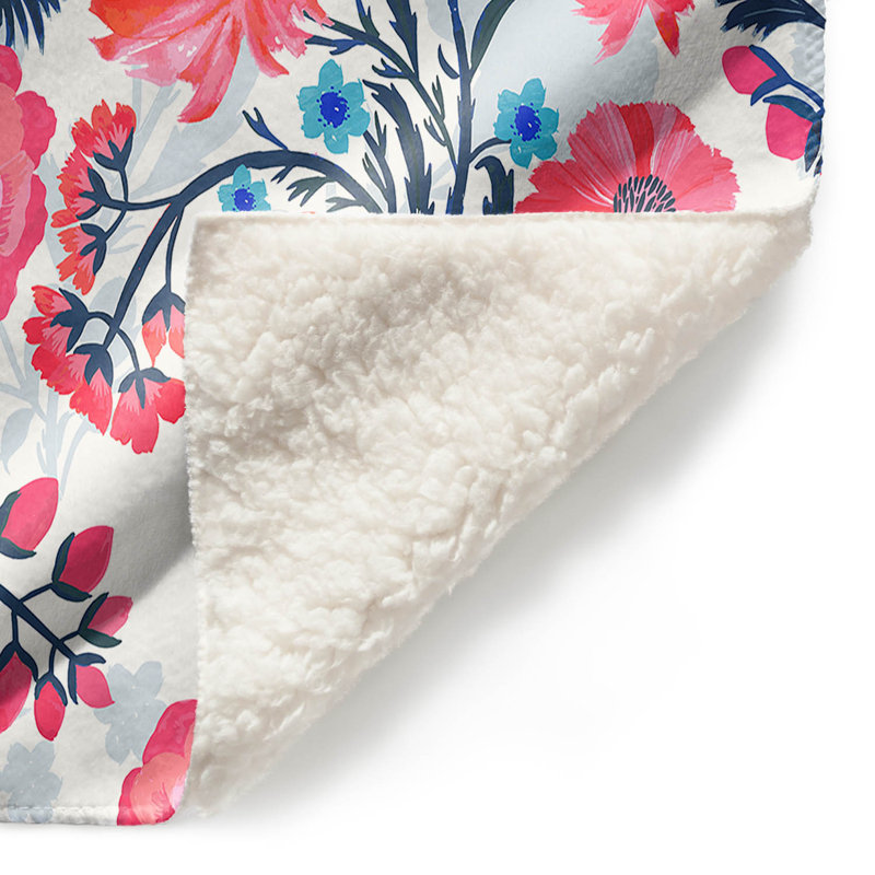 Couverture sherpa doux à motif floral chine, l 51 po x L 60 po