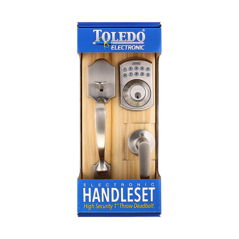 Córdoba Handleset with Electronic Deadbolt and Door Lever and Rosette