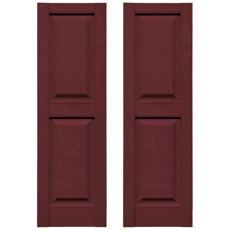 Builders Edge, deux panneaux égaux standards, volet à panneau surélevé simple, Baie rouge, 14 ¾ po, 75 po