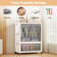 Armoire de rangement empilable et pliable en plastique - Armoires à portes avec roulettes et tringle - Rangement pliable pour vêtements dans la chambre ou le salon - Gris transparent