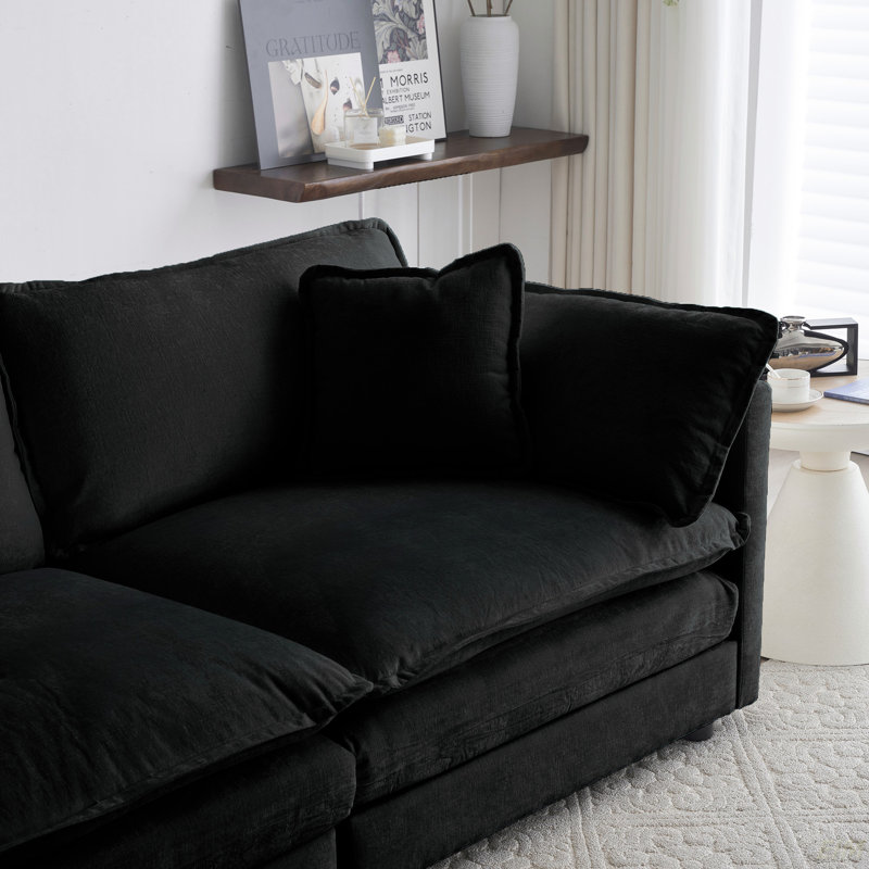 Fauteuil d'appoint avec repose-pieds Raille, Noir
