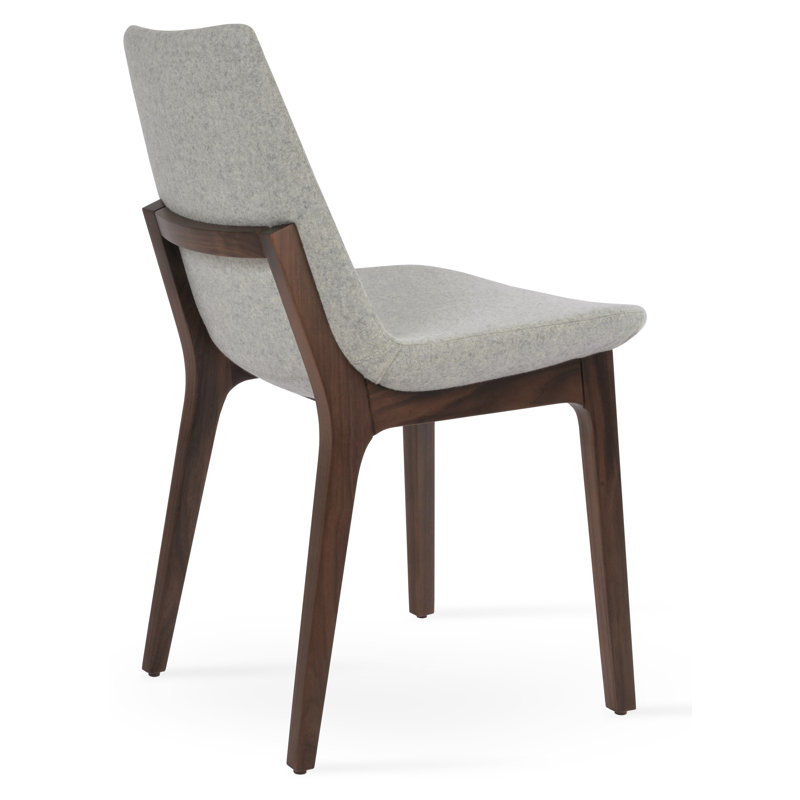 Eiffel Wood Dining Chair, Walnut, Silver Wool