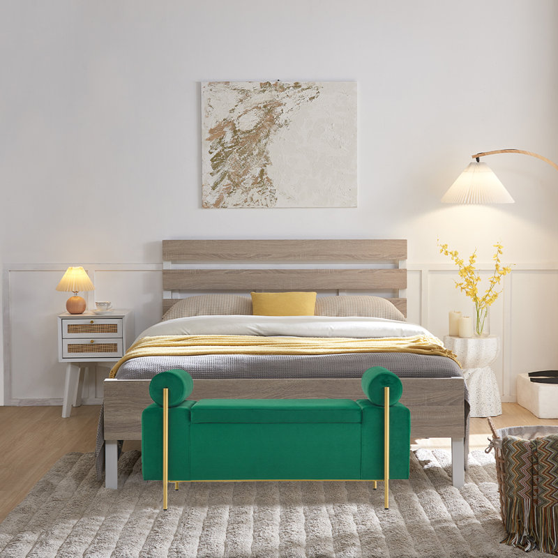 Ryla Upholstered Storage Bench, Green