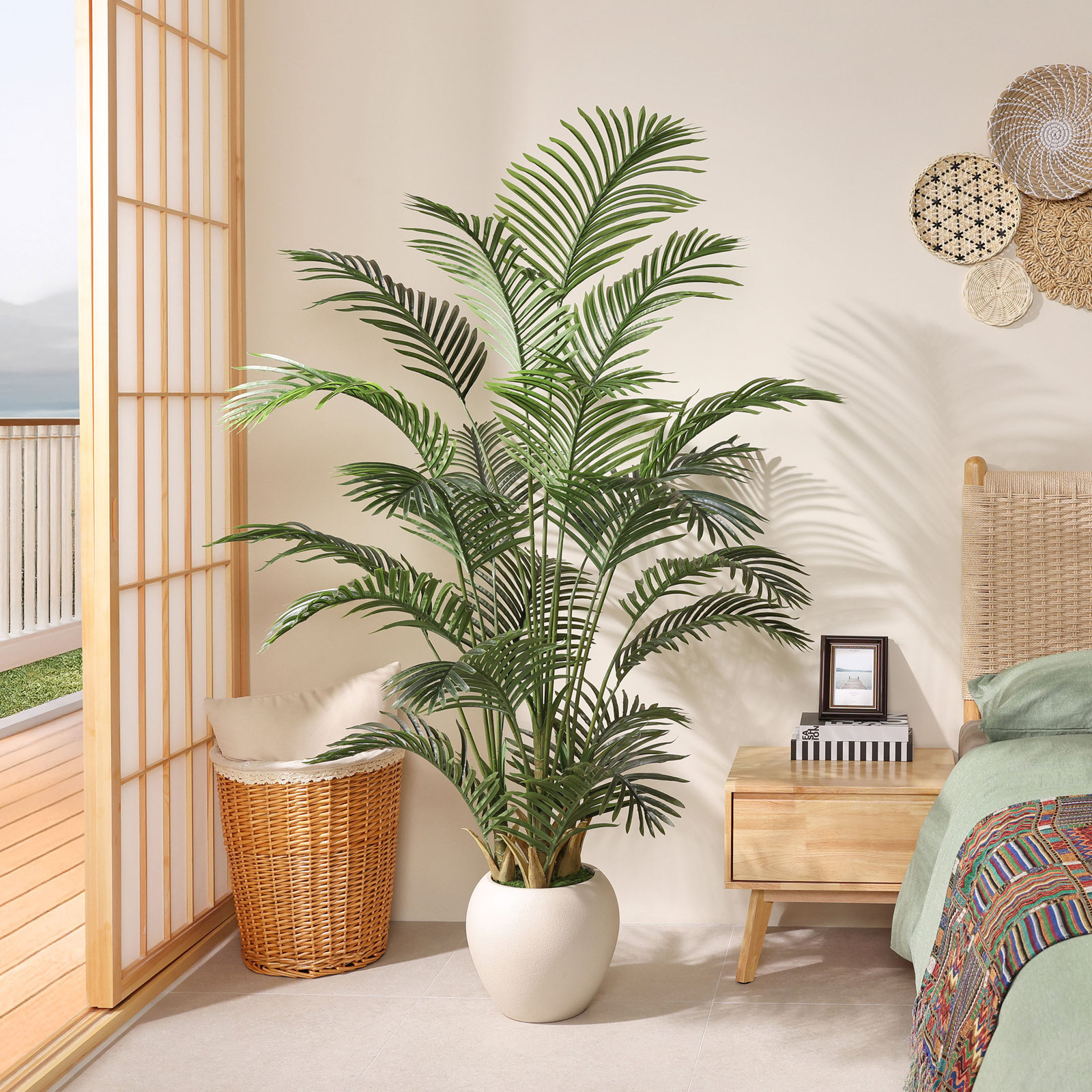 Moreell Palm Tree Plant in Pot, 72" H x 44" W