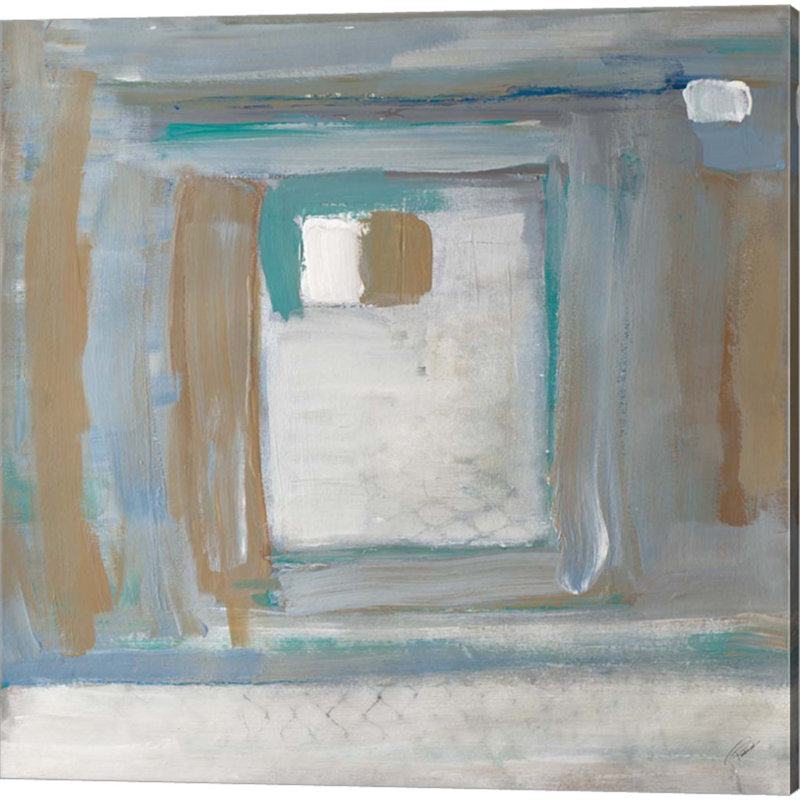 14" x 14" Gray and Blue Abstract Canvas Art Set