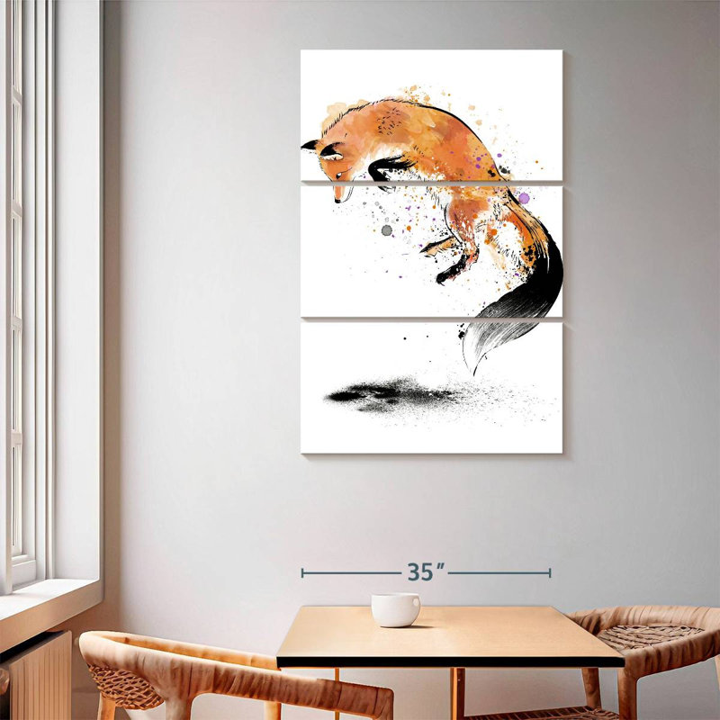 Brampt Red Fox Jumping Into Snow, 65" H x 42" W