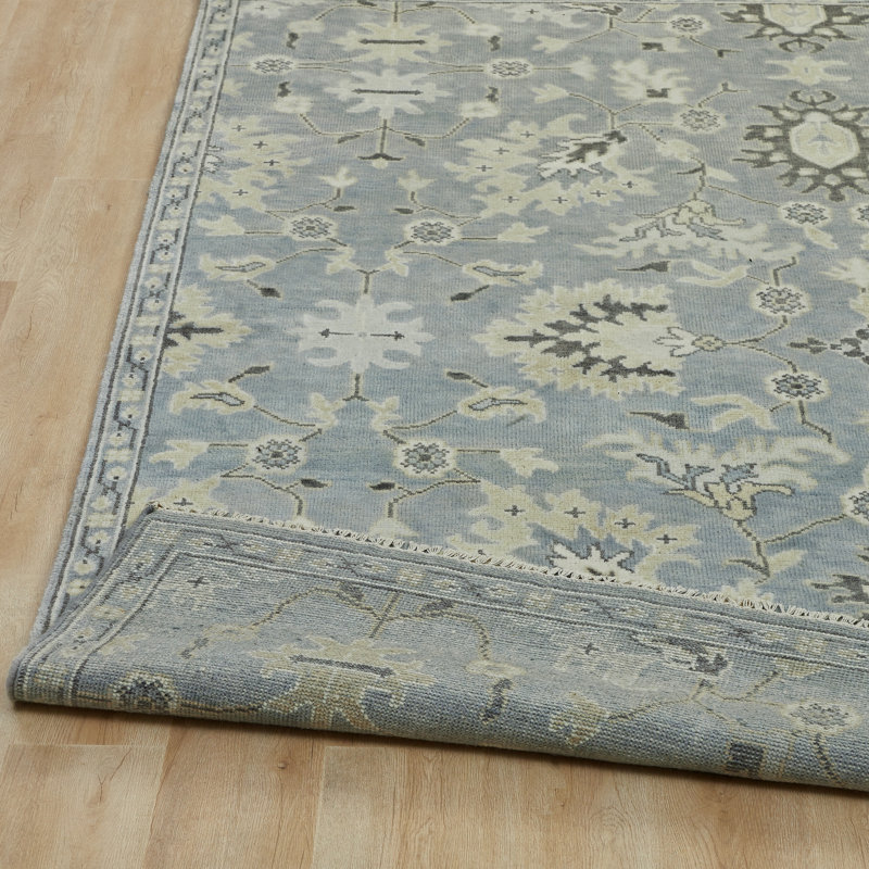 Ember Grey Hand-Knotted Wool Oriental Area Rug, Rectangle 10' x 14'