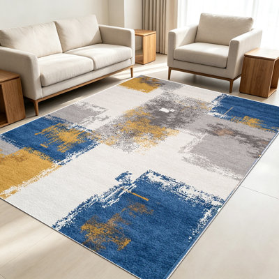 Tapis d'art abstrait de 1 pièce pour le salon, doux et confortable, convient à toutes les saisons, facile à entretenir, tapis de sol intérieur lavable à la machine, sous la table de ferme convenant à la chambre à coucher, à la salle à manger, au bureau, au couloir, au patio, à la maison, à l'extérieur