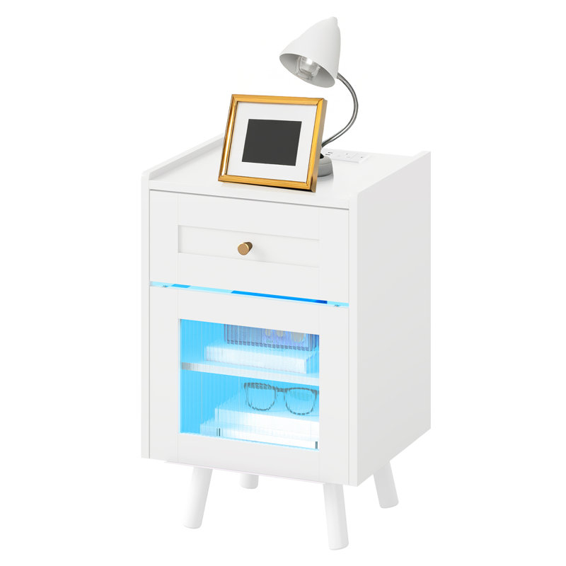40cm W Bedside Table, White