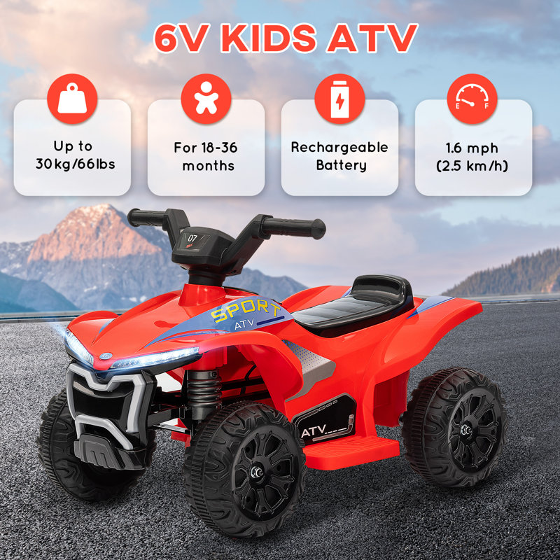 Kids 6V Electric Quad with Lights in Bright Pink