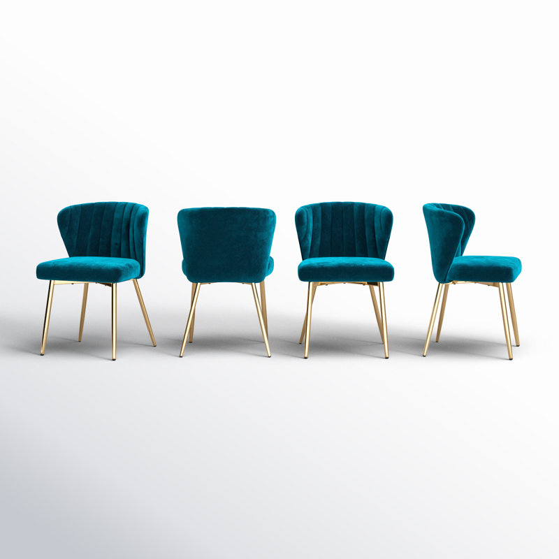 Axia Modern Tufted Velvet Wing Back Side Chair, Teal