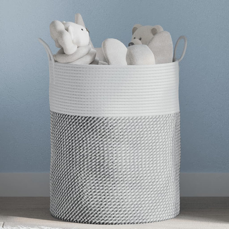House Of Hampton Fabric Decorative Basket, Grey/White