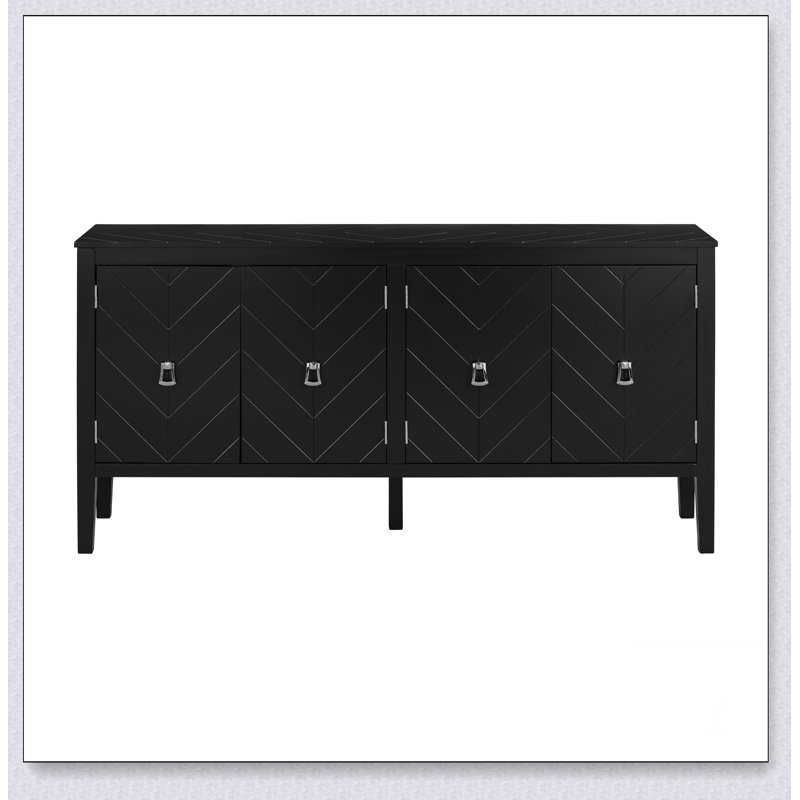 4-Door Storage Cabinet, Black