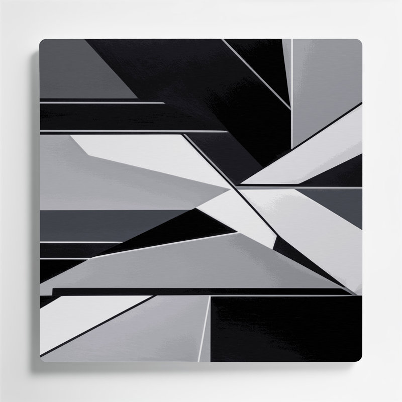 Art mural Hard Edge 47 en métal gris, H 16 po x l 16 po