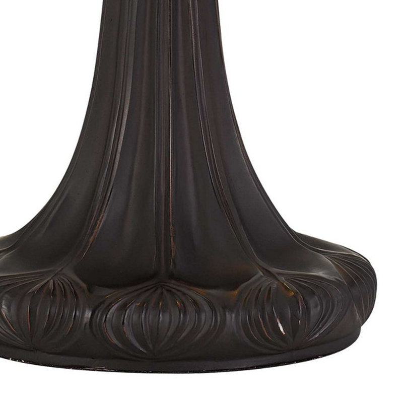 Bronze Engraved Base Tiffany Table Lamp with Multicolor Shade