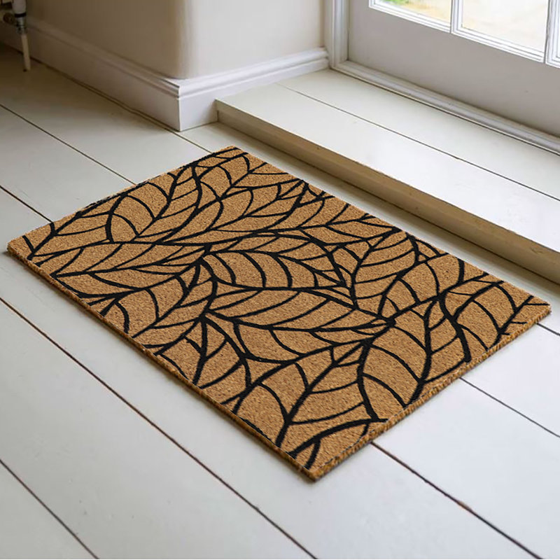 Tapis de bienvenue moderne à motif de feuilles 30 po x 18 po