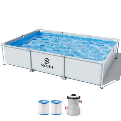 10ft x 6.8ft x 26inch Rectangular Above Ground Pool with Filter Pump for Kids Adults