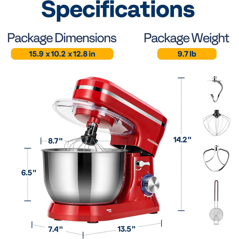 380w 4.75qt. 8-speed Stand Mixer, Red