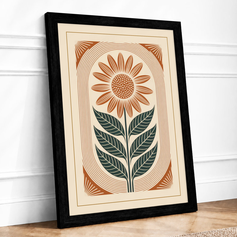 Sunflower Study Botanical - Framed Print, Black, A4 - 29.7 x 21.0 cm