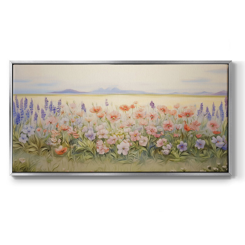 Botanical Series-CCXLIV- Toile tendue avec châssis tendue, prête à être accrochée, H 17 po x l 33 po, Argent argent
