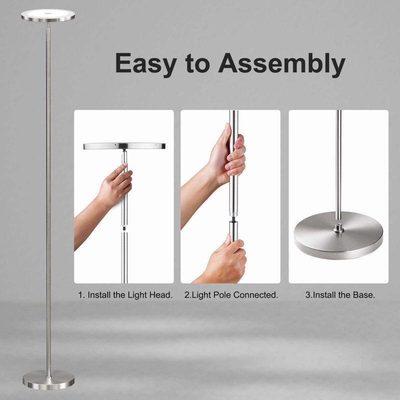 32W Super Bright LED Floor Lamp with Remote Control, Nickel