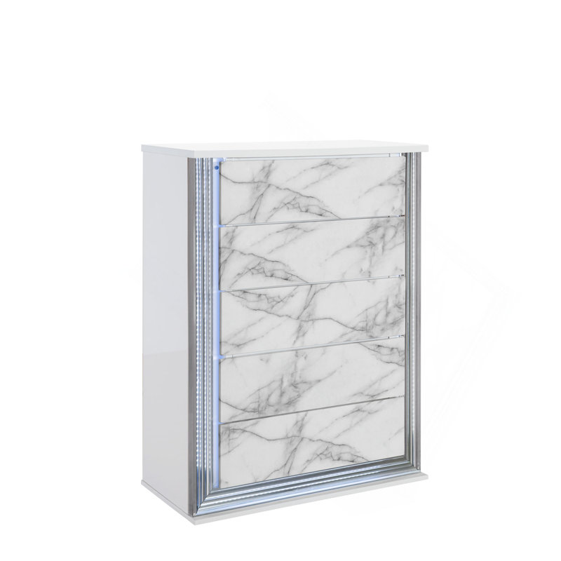 Commode en marbre blanc lune avec DEL