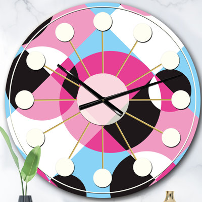 Abstrait géométrique rétro I - horloge murale moderne Mid-Century