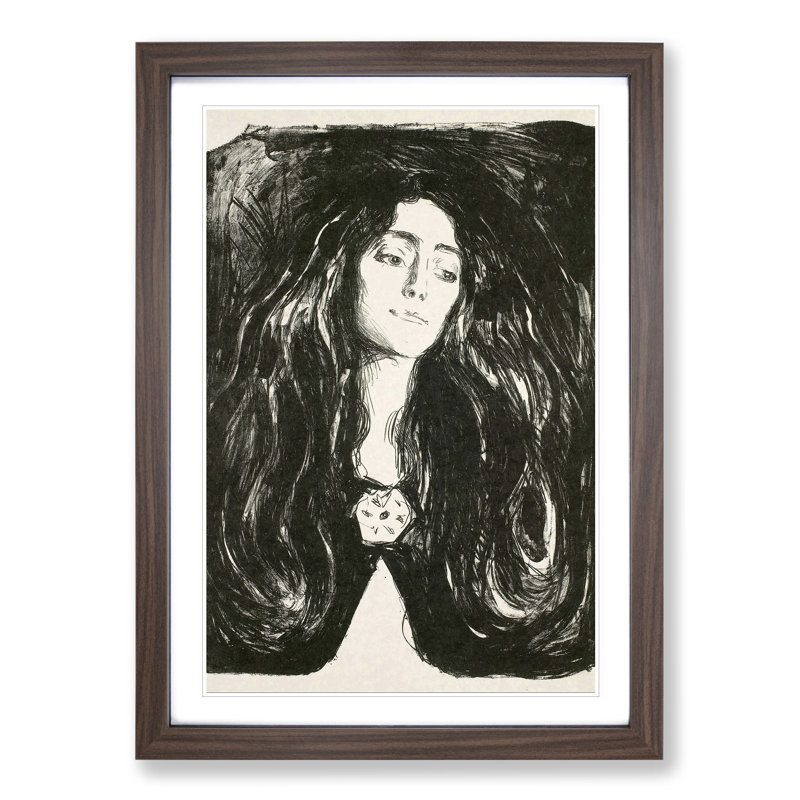 The Brooch Eva Mudocci by Edvard Munch - Framed Print, 65cm H x 48cm W x 2cm D, Walnut Framed