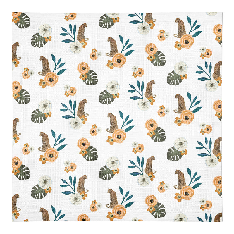 Silvestre Cotton Floral Square Napkin, White