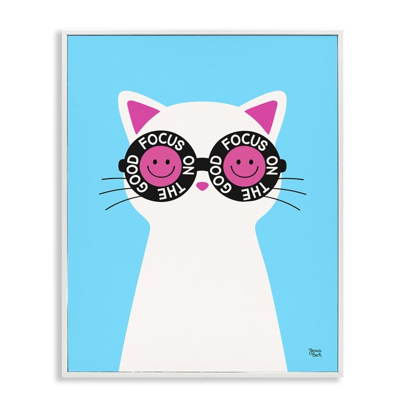 «Focus on Good Cat Gray», estampe numérique par Jessica Beck, Giclée encadrée blanc bord de mer, H 20 po x l 16 po