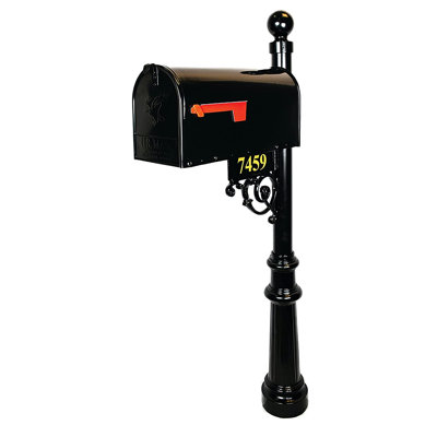 Personalized Mailbox with Post and Number Plate