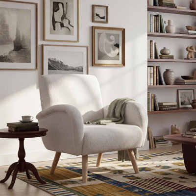 Modern Upholstered Accent Chair Armchair Fabric Reading Living Room Side Chair Rew