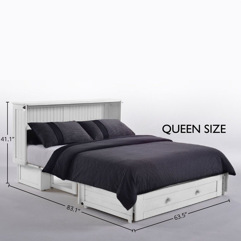 Ruaraidh Solid Wood Murphy Storage Bed, White