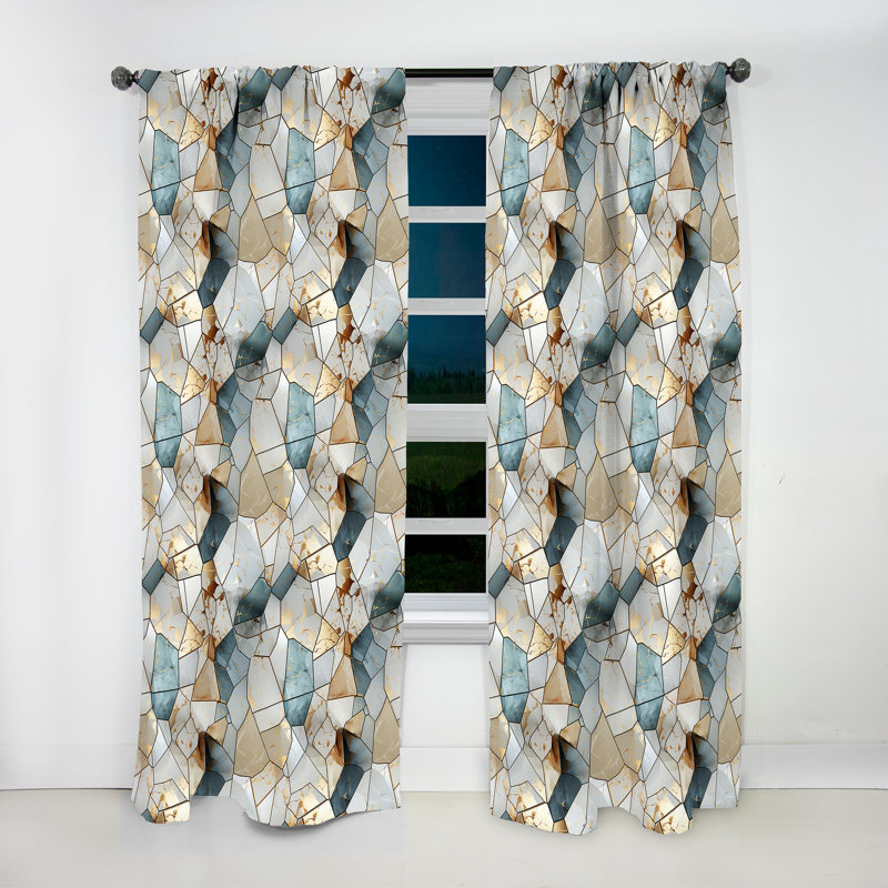Teal And Grey Marble Harmony - Glam Velvet Curtain - Room Darkening - 1 Panel, 52" W x 108" L