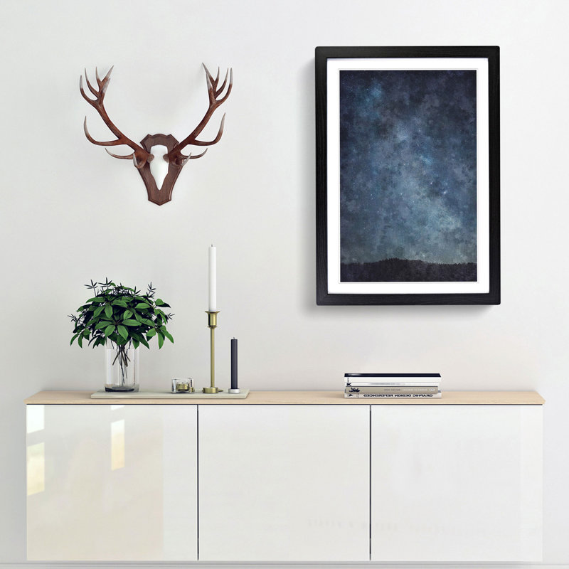 Starry Sky Painting - Framed Print, Black Framed, 87cm H x 62cm W x 2cm D