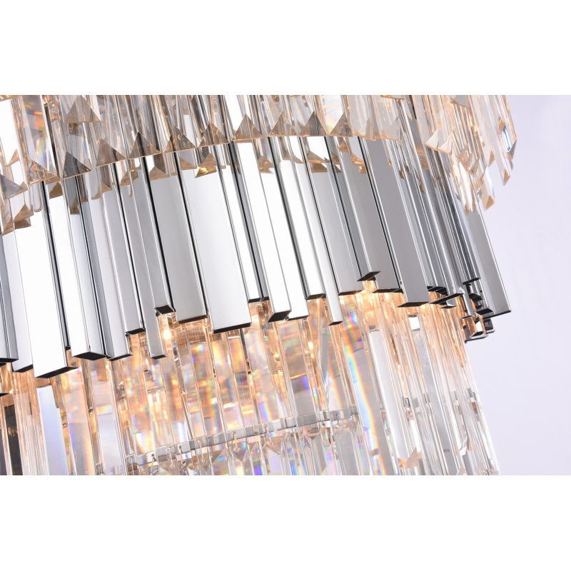 Lustre en cristal 4 lumières Transitional, Nickel brillant