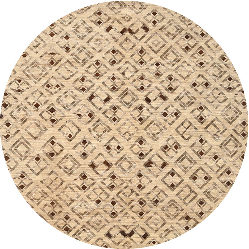 Tapis beige contemporain, Rond 8 pi x 8 pi